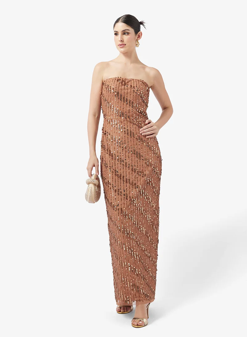 Little Mistress  Embellished Bandeau Maxi Dress for Women | Best Price UAE